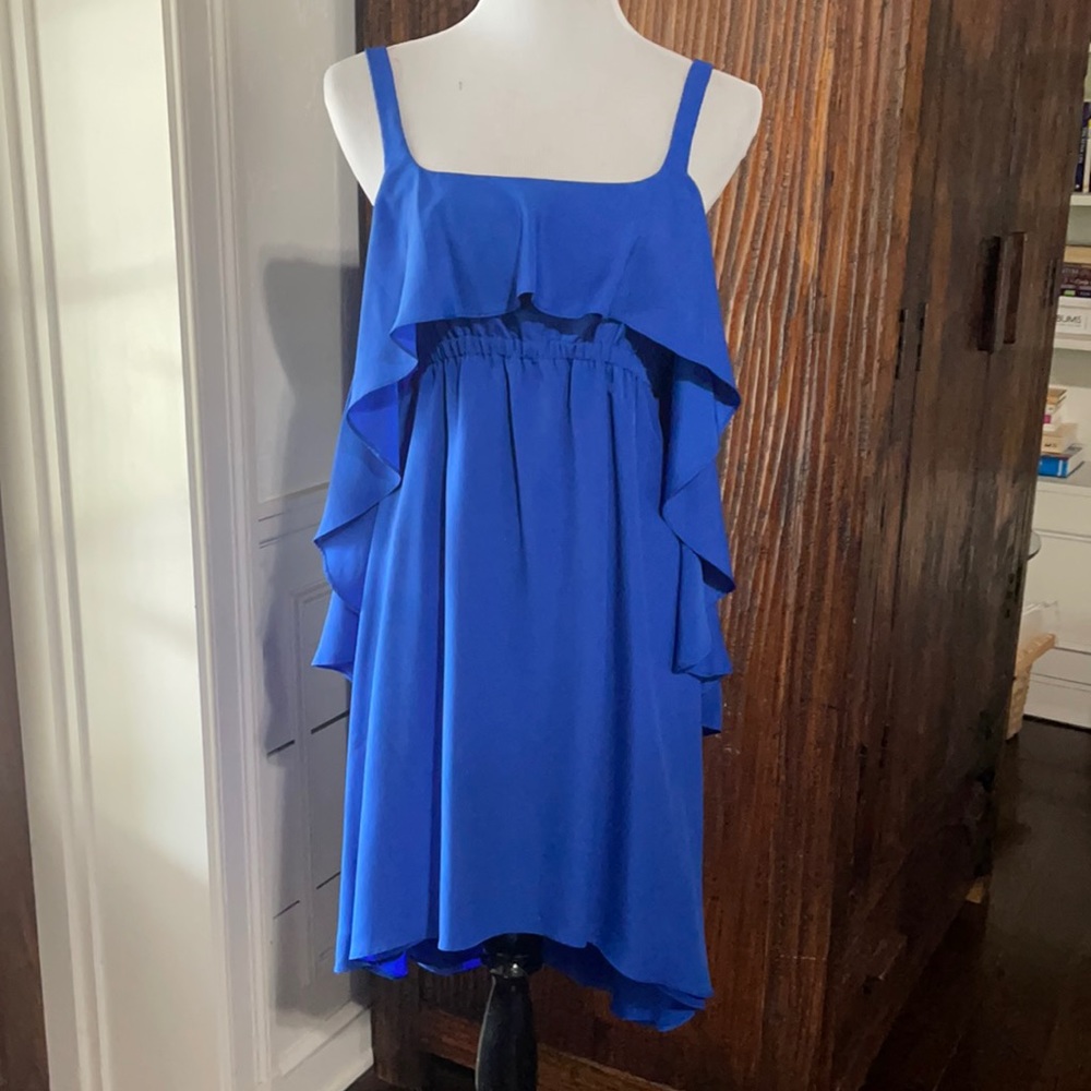Susana Monaco High Low Blue Ruffle Dress Sz 4 NWT